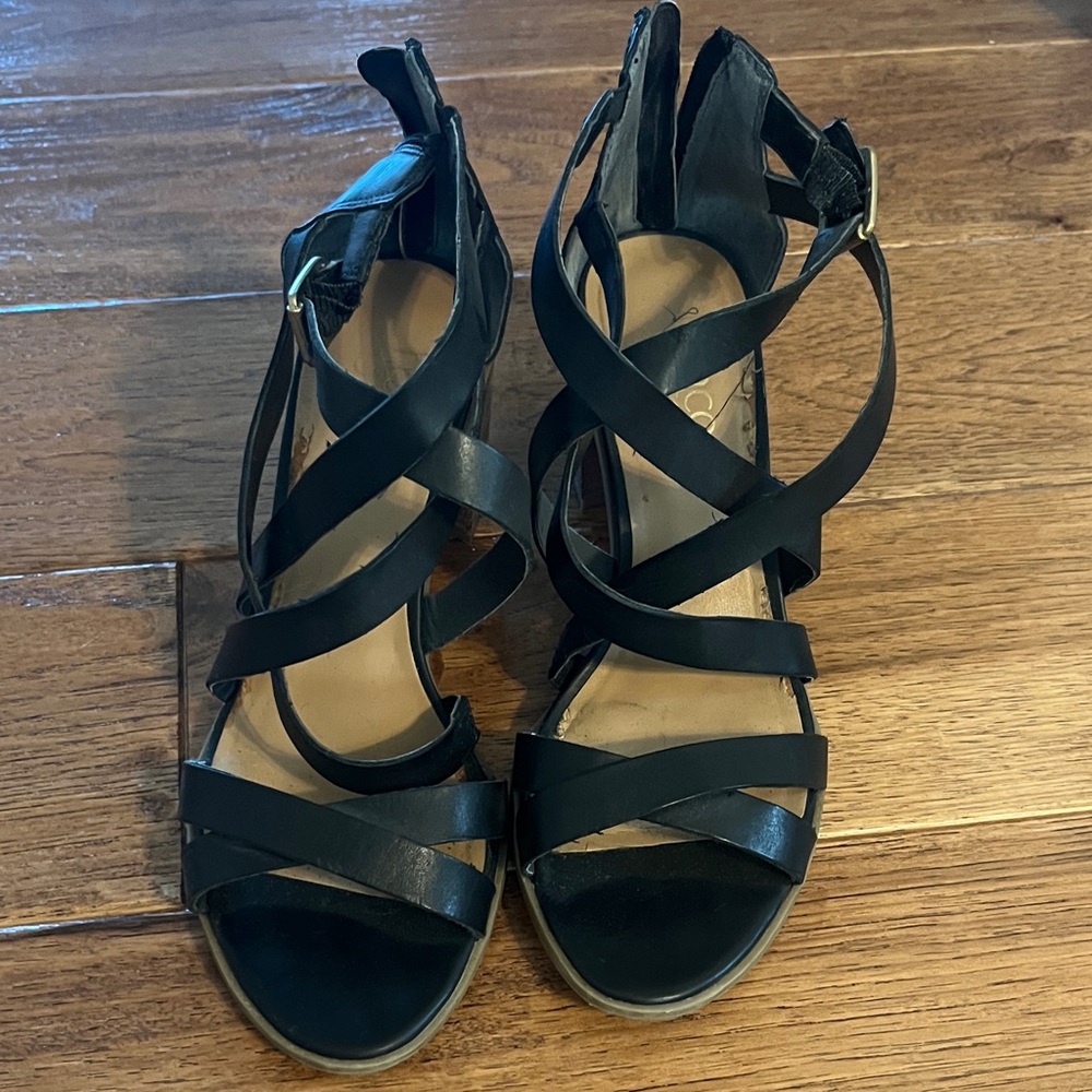 Franco Sarto Black Strappy Sandals